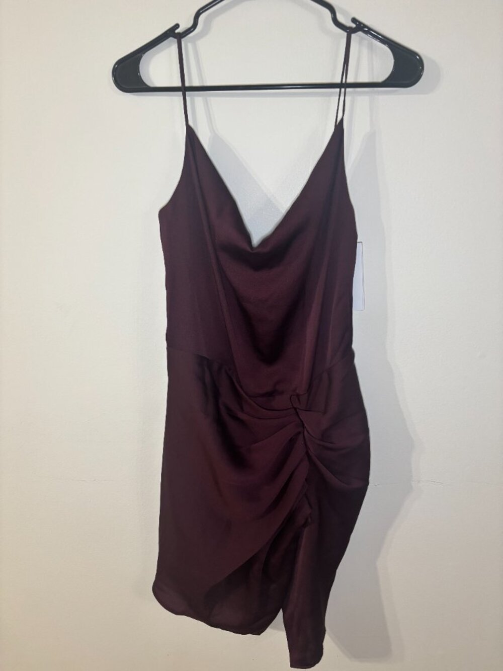 IRO Lipa Burgundy Satin Ruched Cowl Neck Slip Dress - Picture 2 of 5